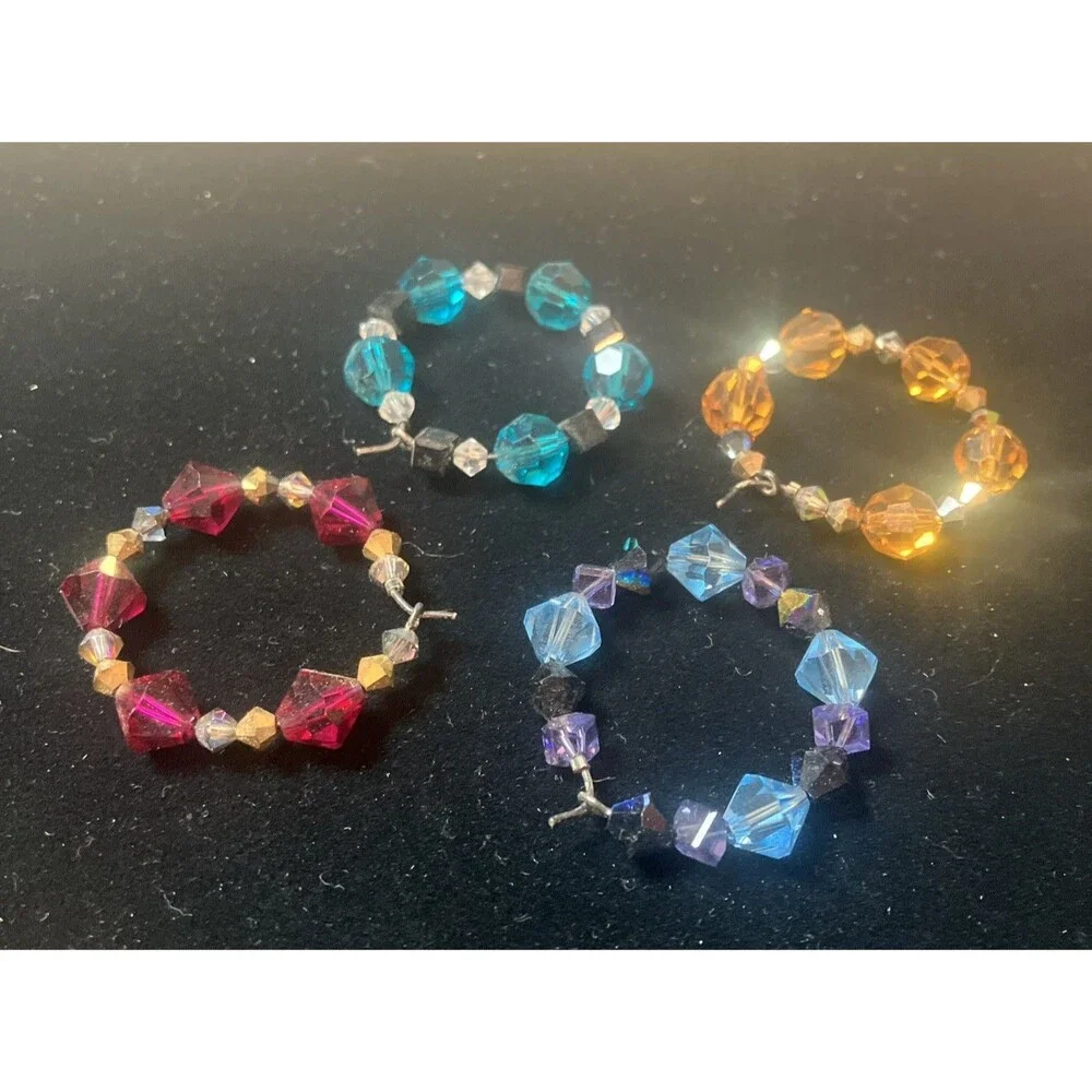 Artisan Handmade Sparkly Swarovski Crystal Wine Glass Markers Stem Tags Set Of 4